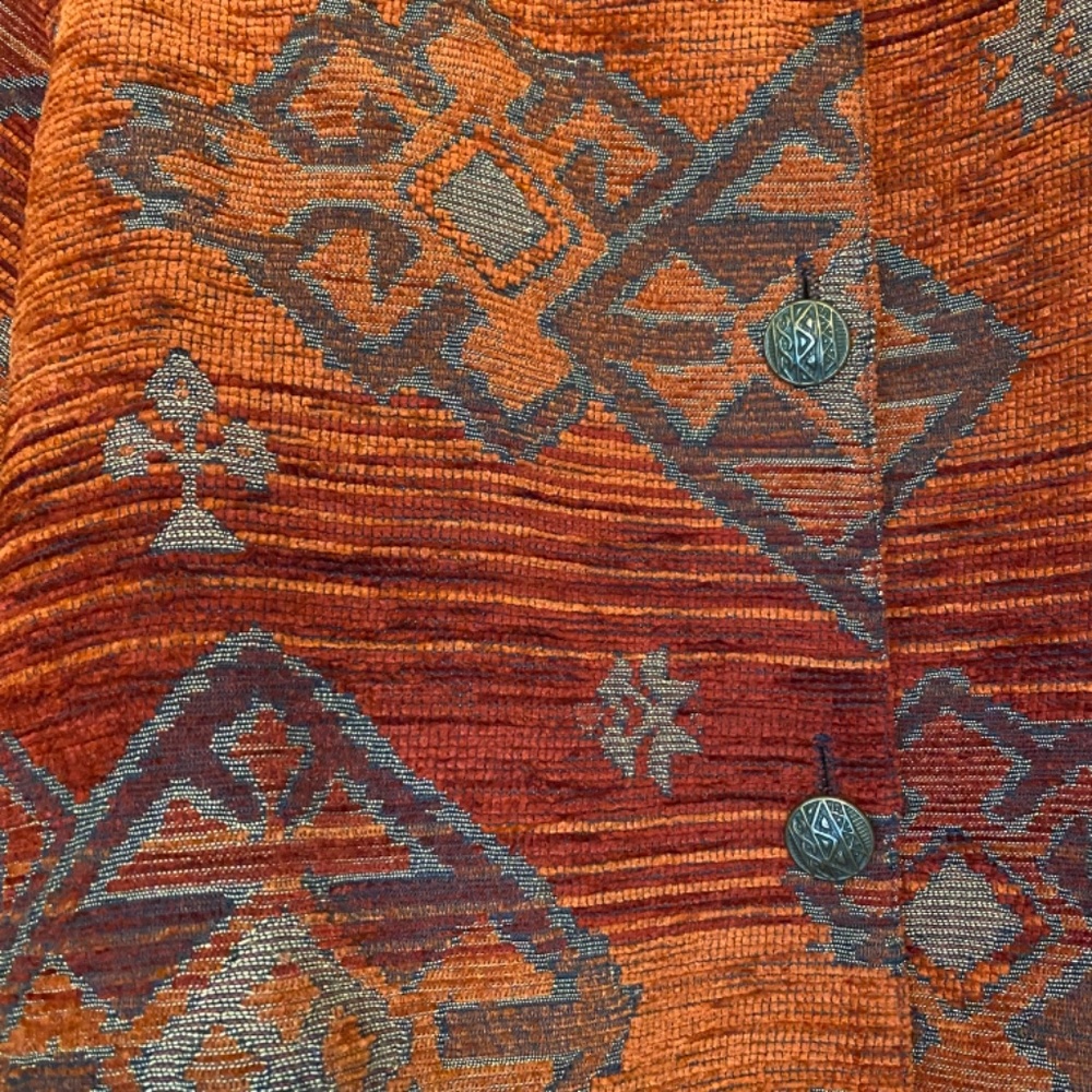 Norm Thompson Orange Button Down Tapestry Jacket Large - Picture 7 of 10